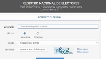 Para ver dónde votás, tenés que ingresar tu DNI.