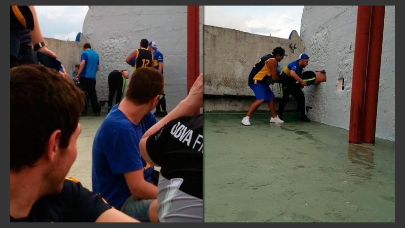 El hincha se atascó y tuvo que ser asistido.