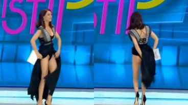 Por una araña, la conductora hizo un papelón ante las cámaras.