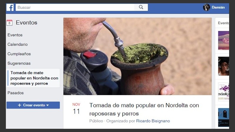 El evento convocado por Facebook.