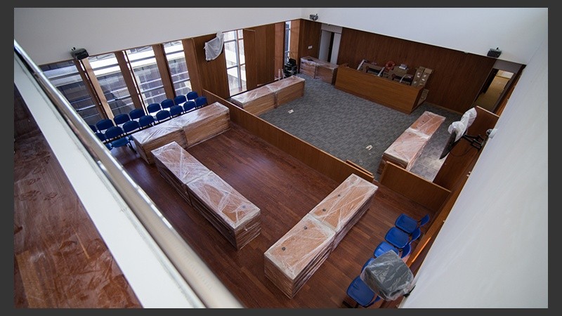 La sala donde se llevará a cabo el juicio a la banda Los Monos.