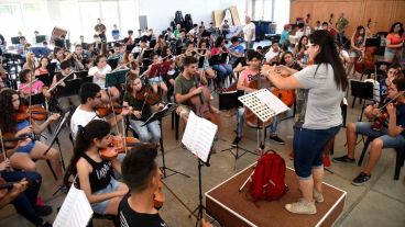 Las orquestas en el ensayo del viernes.