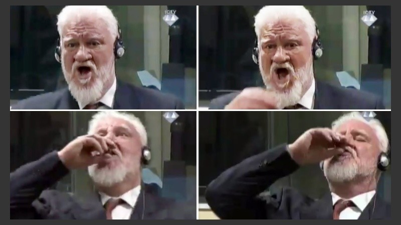 Praljak protestó fuertemente contra su condena y bebió veneno de un vaso.