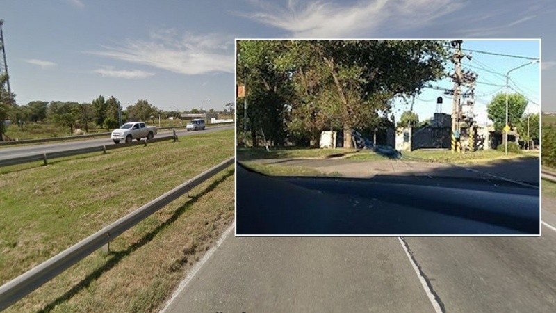 El lugar del ataque en la autopista y el parabrisas roto de un auto.