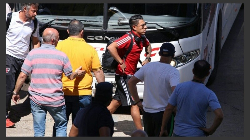 Sarmiento, ayer en su llegada al Gigante de Arroyito. 