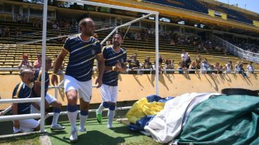 Petaco y el Kily saliendo al Gigante de Arroyito este sábado.