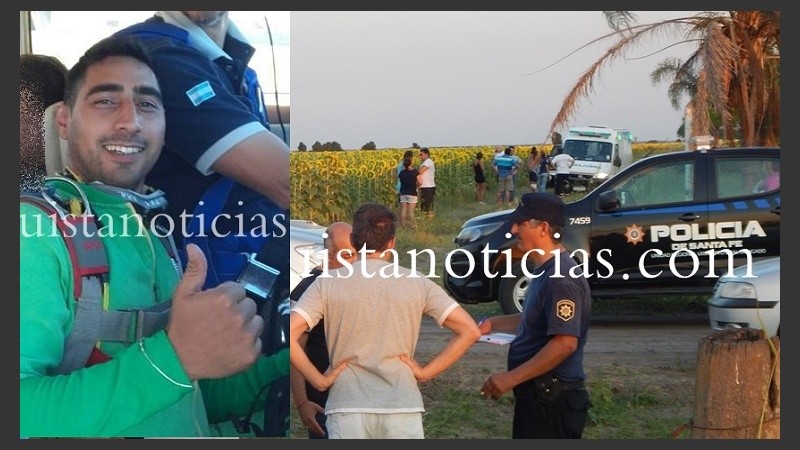 El policía fallecido y el lugar de la tragedia.