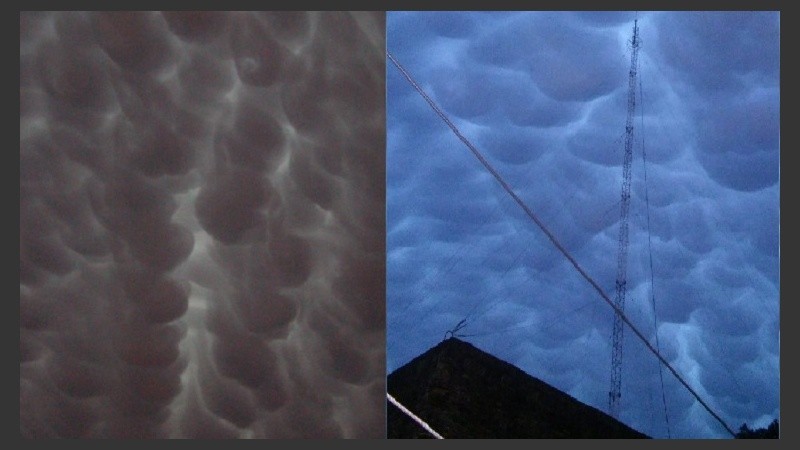 Las nubes mammatus sobre cielo rosarino.
