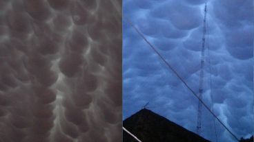 Las nubes mammatus sobre cielo rosarino.