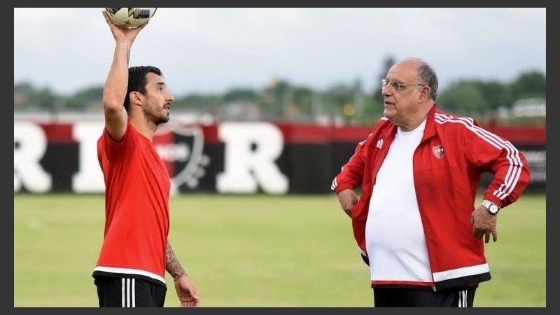 Nacho y Bermúdez en una práctica en Bella Vista.