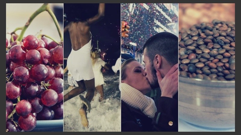 Comer uvas, saltar siete veces las olas, besarse a la medianoche y comer lentejas, entre las tradiciones más extendidas para recibir un nuevo año.