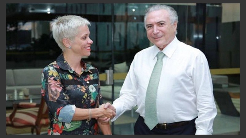 Cristiane Brasil con el presidente brasileño, Michel Temer. 