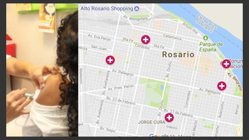 El mapa con los cinco centros de Rosario y los 134 que hay en el país.