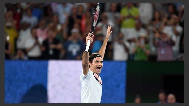 Federer en el festejo de este domingo.