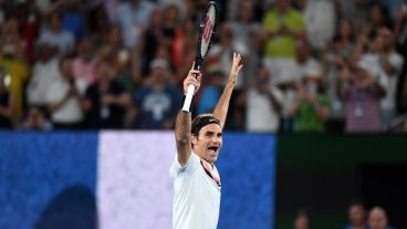 Federer en el festejo de este domingo.