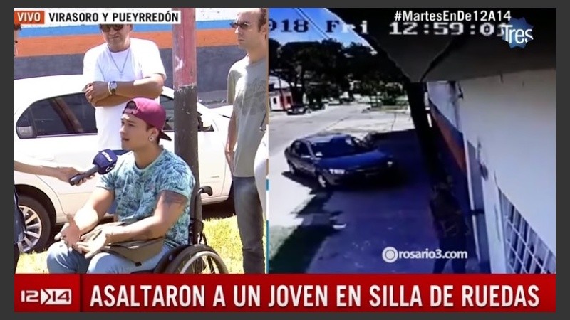 El robo a Fernando, en silla de ruedas, quedó filmado por cámaras de seguridad.