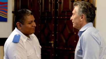 Chocobar cuando fue recibido por Macri en Casa Rosada.