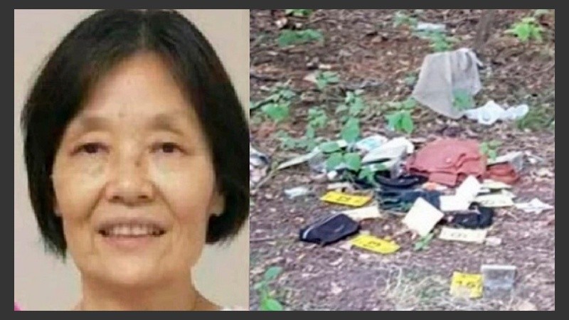 Una foto de Zhong Qin y la imagen de la cartera hallada.