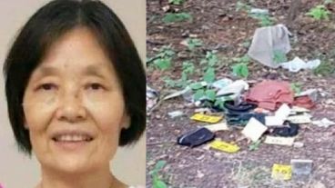 Una foto de Zhong Qin y la imagen de la cartera hallada.