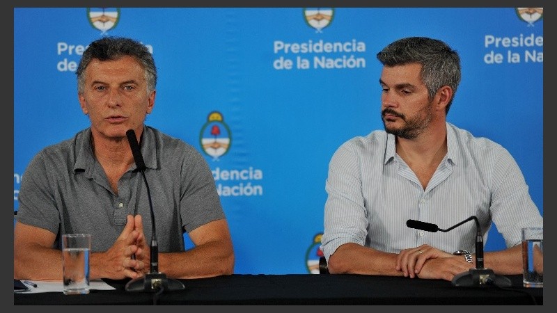 Macri estuvo acompañado por Marcos Peña en la conferencia.
