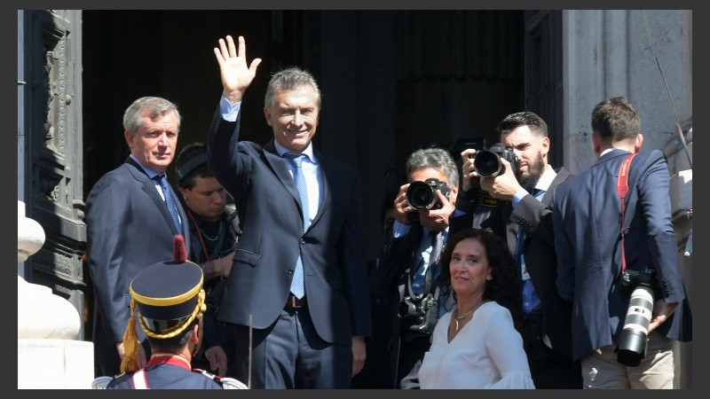 Macri arribó al Congreso en medio de un fuerte operativo policial. 