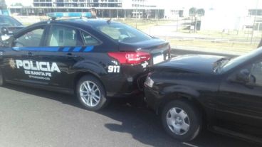 Imágenes del choque de móviles policiales.