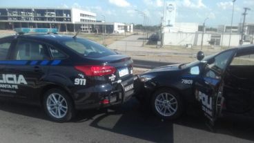 Imágenes del choque de móviles policiales.