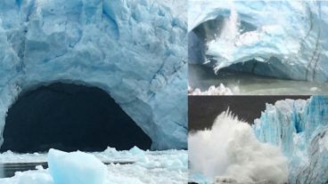 El Glaciar Perito Moreno inició su proceso de ruptura el último sábado.
