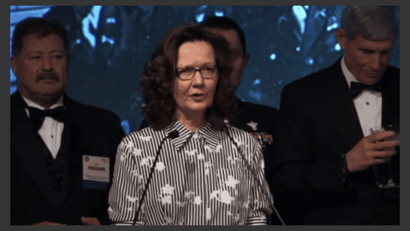 Gina Haspel, en un fotograma de un vídeo de un acto que presidió en 2017. 