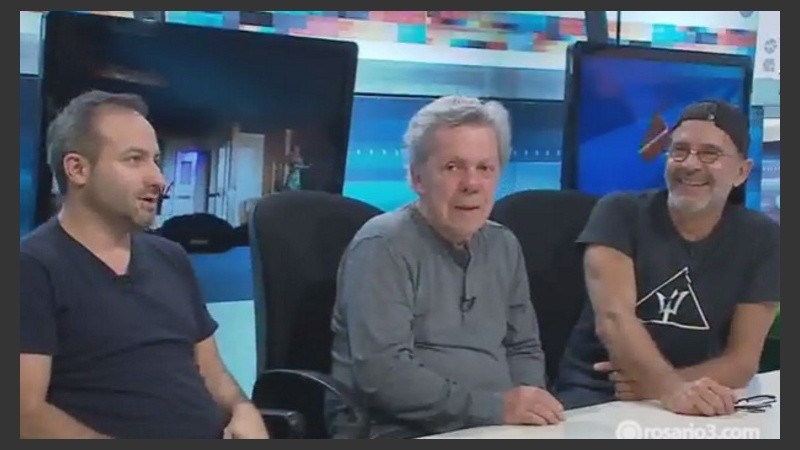Sebastián Almada, Emulio Disi y Osvaldo Laport, en los estudios de El Tres.