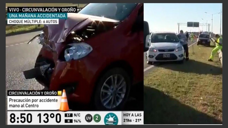 Un choque que involucró a 6 autos. 