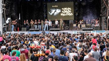 Una multitud en el encuentro por Malvinas.