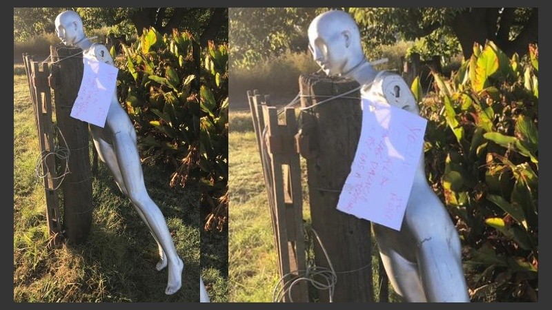 La amenaza dejada frente a la vivienda del edil en Pérez.