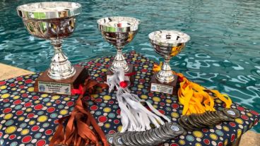 Los trofeos y medallas del certamen nacional.