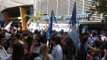 Hubo manifestación de bancarios en el centro rosarino.