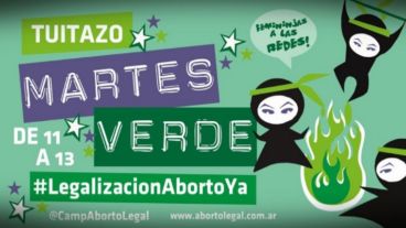 Este martes se repitió el tuitazo nacional con consignas en favor de la despenalización del aborto.