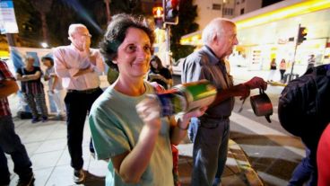 Una mujer en la protesta del centro.