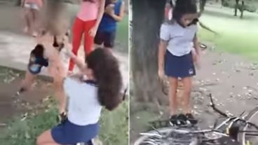 Imágenes de la filmación que realizaron durante el caso de bullyng.