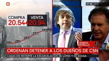 Pantalla dividida entre la orden de arresto contra los empresarios y la disparada del dólar.
