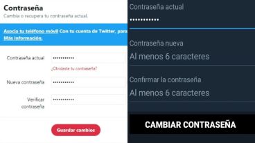 El cambio de contraseña en versión escritorio y móvil.