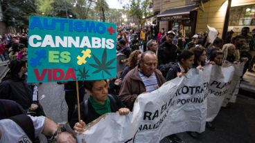 La marcha por las calles rosarinas a favor de la despenalización de la marihuana.