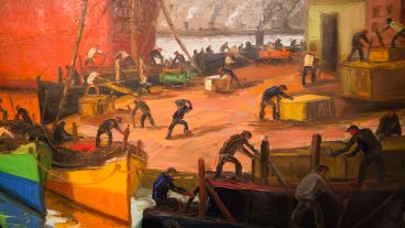 Detalle de un cuadro de Quinquela Martín expuesto en el Castagnino.