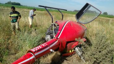 Así quedó la aeronave tras el accidente a la altura de la localidad de Saladillo, Buenos Aires.