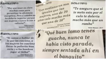"Qué buen lomo tenés, nunca te había visto parada", reza un cartel.