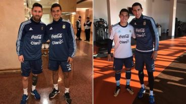 Lovera con Messi y Di María en la selección.