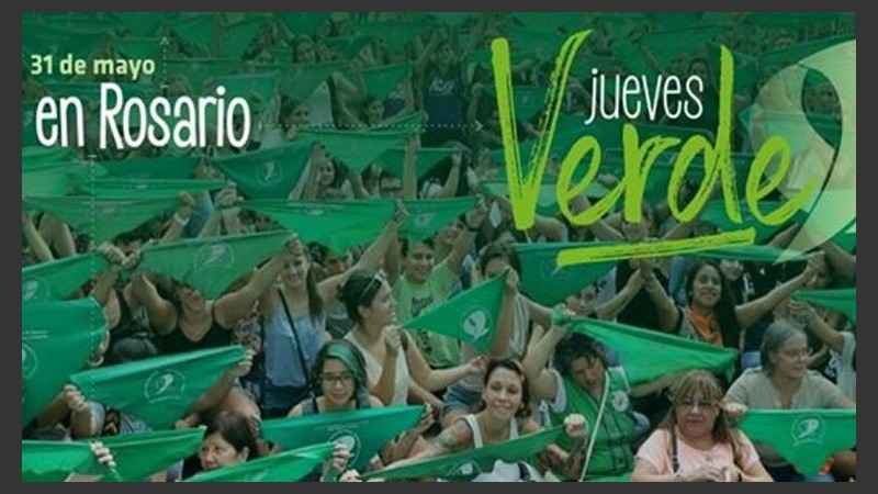 Pañuelazo y jueves verde, este jueves, en Rosario.