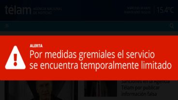La portada de la web de la agencia oficial de noticias lucía este miércoles con una leyenda alusiva al paro.