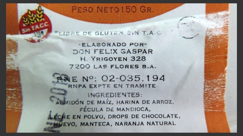Se trata de las “Galletitas Dulces de naranja con chips de chocolate” marca Don Felix Gaspar.