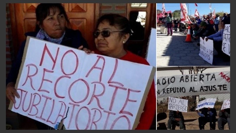 Radio abierta y pancartas en Cachi (Salta) para protestar contra la presencia del presidente Mauricio Macri.