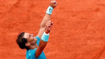 Nadal celebró en el abierto francés.